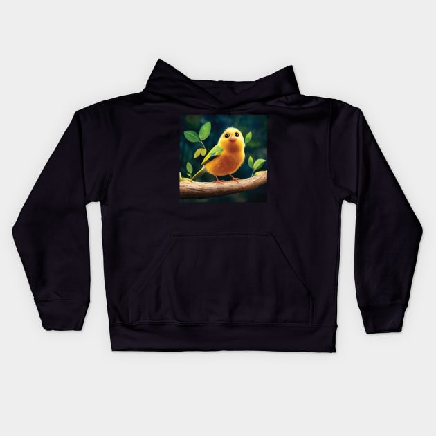 Cute Yellow Canary Kids Hoodie by Geminiartstudio